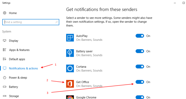 get office notifications